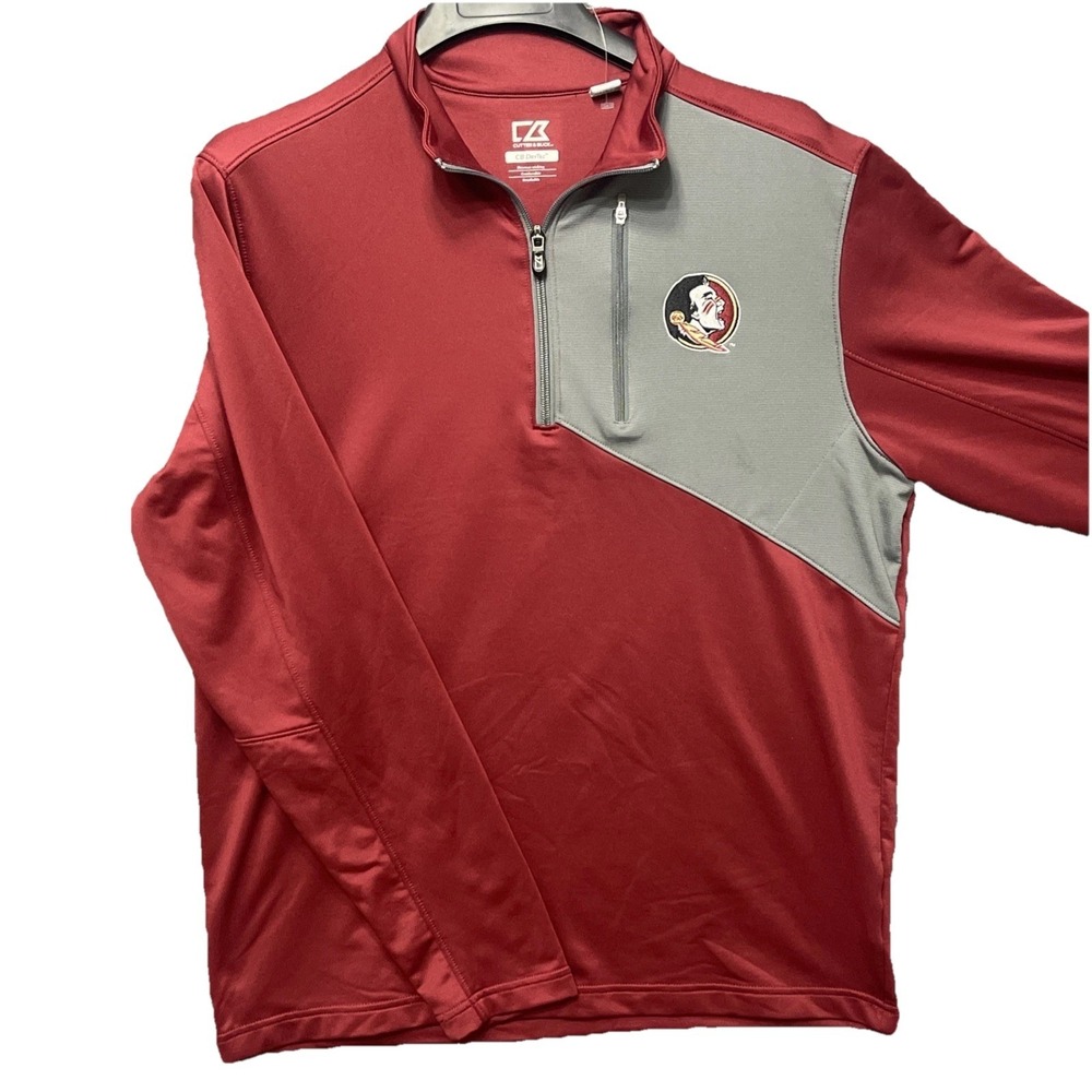 Florida State Seminoles Cutter Buck CB DryTec Quarter Zip Pullover Mens FSU